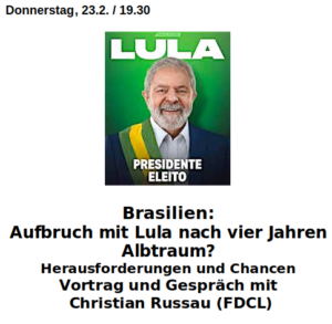 Lula-Veranstaltung in der Galerie Olga Benario am 23. Februar 2023